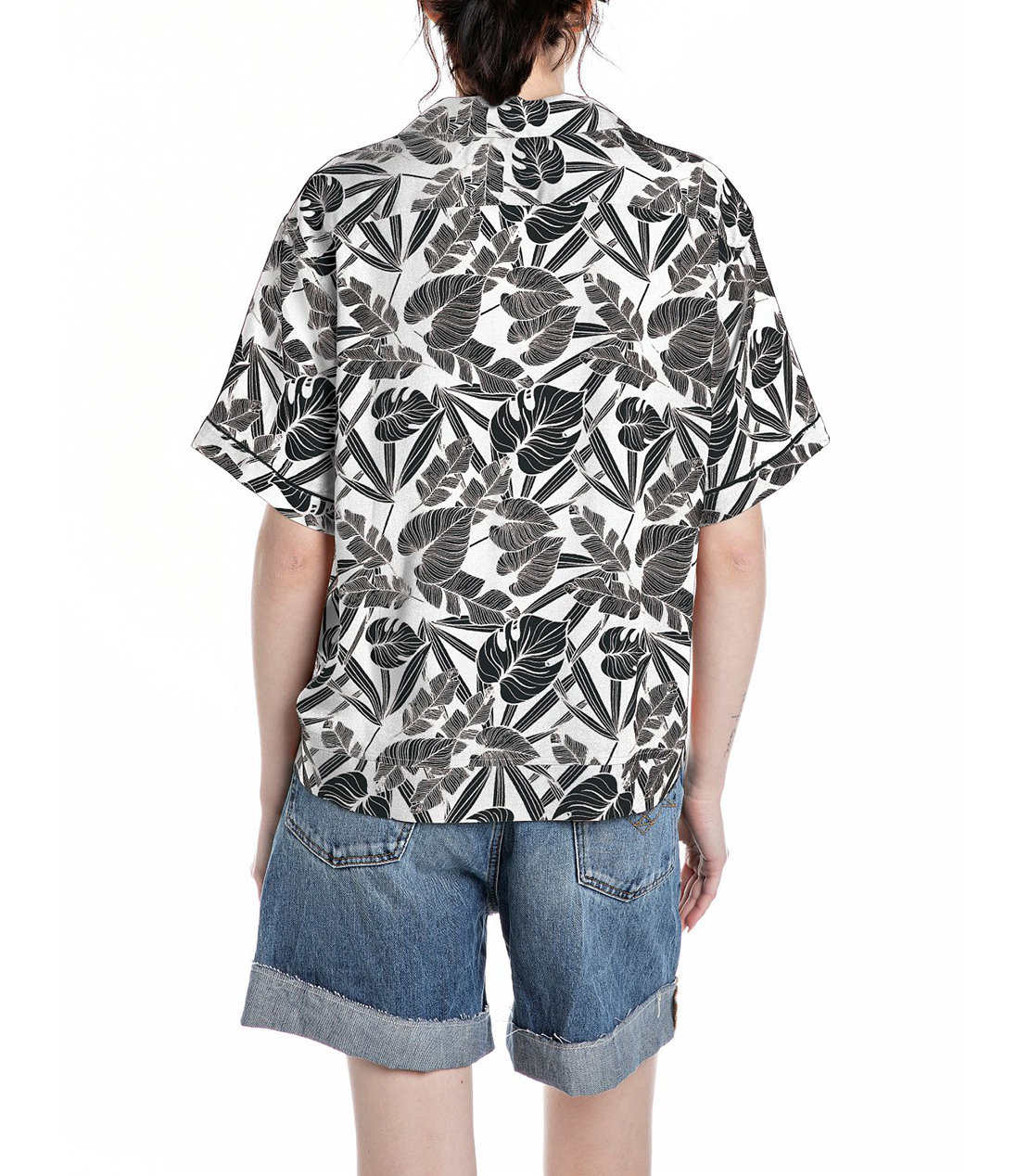 ボーイフィットハワイフィールシャツ 詳細画像 ブラックホワイト 2